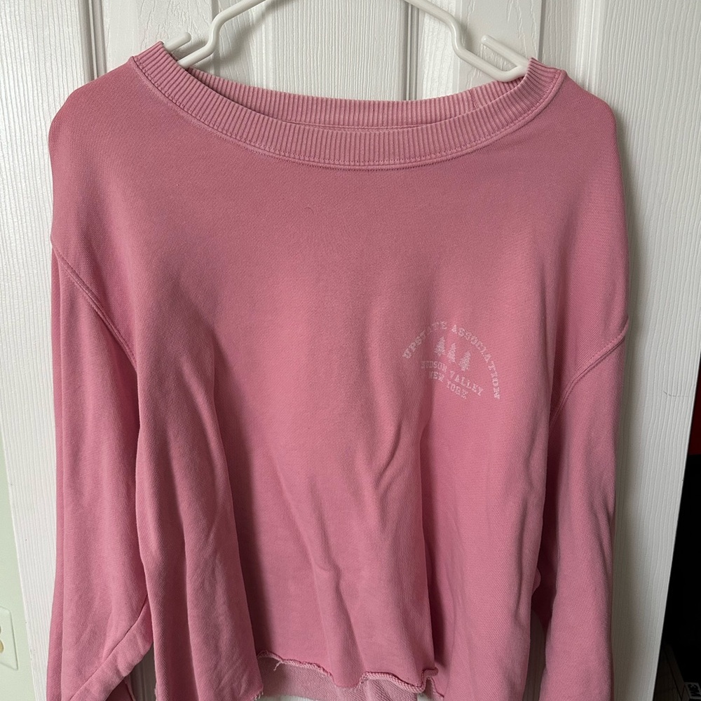 Women's Aerie Pink Cropped Oversized Crew Neck Top